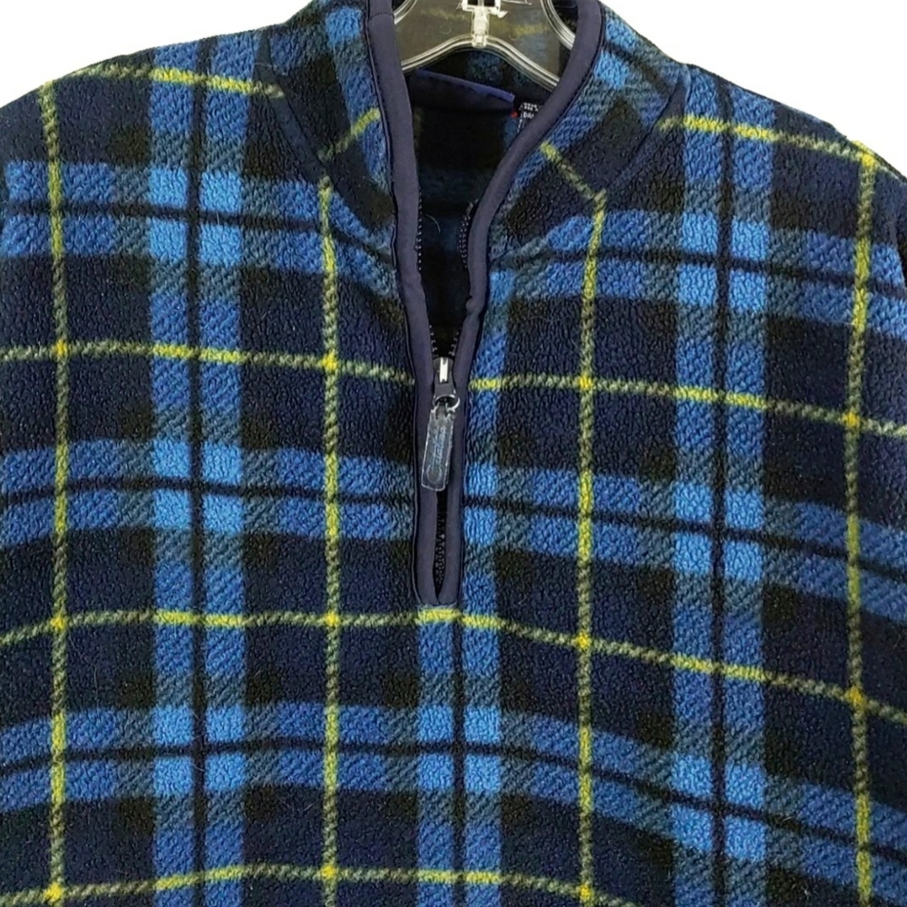 Catalina Wmn M Blue & Blk Plaid Lng Slv 1/4 Zip - Picture 3 of 7